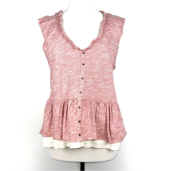 Anthropologie Tops - Anthropologie Pilcro Pink Chrissy Babydoll Peplum Loose Fitted Top | Size M